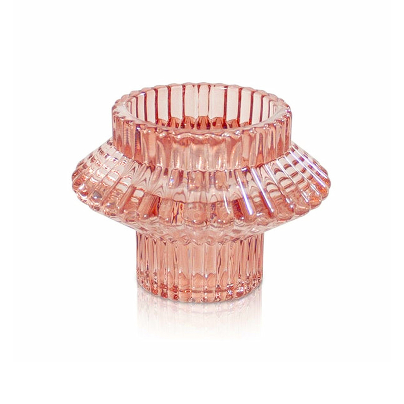 Svećnjak dvostrani roze